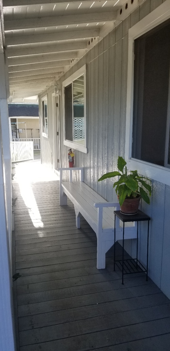 Covered porch connecting resident wings